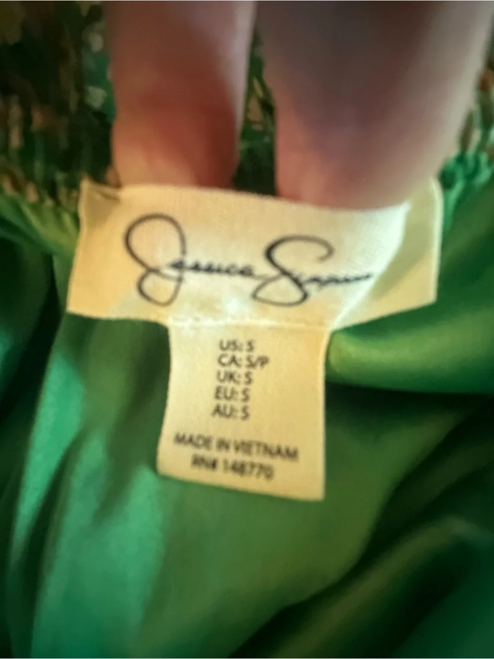 Jessica Simpson Green Floral V Neck Flutter Sleeve Dress Size Small